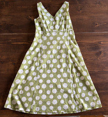 Boden Green & White Polka Dot Sleeveless Dress Classic Preppy Look 10R