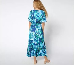 Isaac Mizrahi Live! Regular Flowy Crinkle Satin Maxi Dress Size S