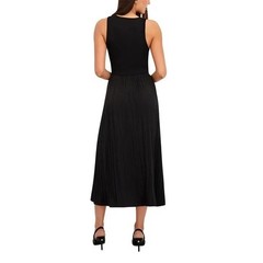 NWT DKNY Women&rsquo;s XL Black Sleeveless Maxi Dress With Pleated Skirt C0519