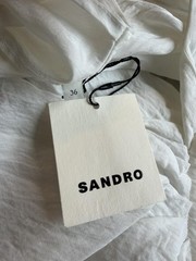 Sandro Paris Womens Dress White Long Sleeve V Neck Size 1 36 S Luxury