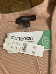 NWT J. CREW Ribbed Button-Front Sheath Midi Dress Tencel Light Camel L Large
