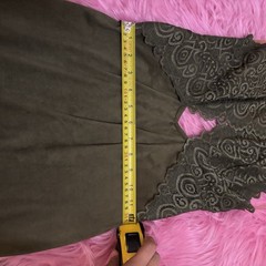 Cherry Mellow USA Olive Green Lace High Neck Bodycon Midi Dress Womens Large