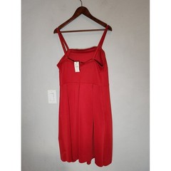 Lane Bryant Optional Straps Red Fit & Flare Pleat Dress Pockets Scuba Stretch 14
