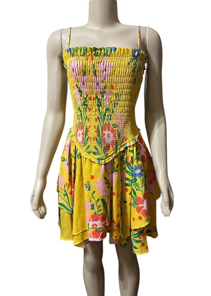 NWT Chelsea & Violet Sz M Yvette Sleeveless Smocked Yvette Dress Linen Blend