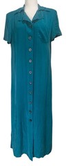 Karin Stevens Vtg 90s-does-40s Minimalist Button Front Rayon Maxi Dress-Women 12