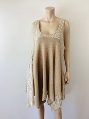 AGURI SAGIMORI Cream PATCHWORK A-Line Sleeveless Tank Style SWEATER DRESS / Top