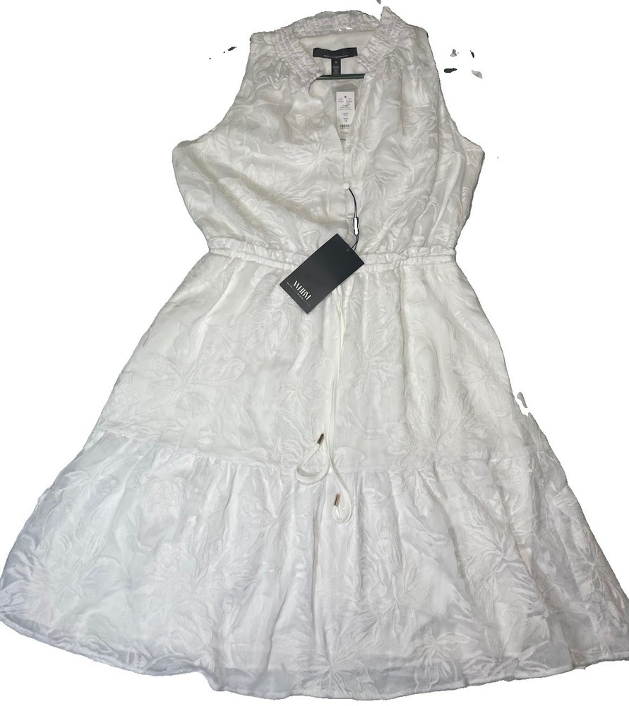 NWT White House Black Market WHBM Halter Sleeveless Dress White, Lined Size M