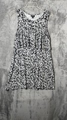 A.N.A. Women’s Sleeveless knit Ruffle Dress Black/White Floral Size Medium