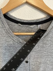 ATHLETA Sleeveless Henley MaxiDress Sz ST Gray Ruched Stretch Microstripe Jersey
