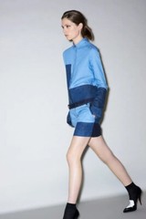 Celine CÉLINE Paris Phoebe Philo Pre Fall 2011 Patchwork Denim Shirt Dress 40 FR