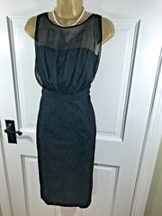 Alexon Black Floral Lace Lined Shift Style Dress, UK 12, New With Tag