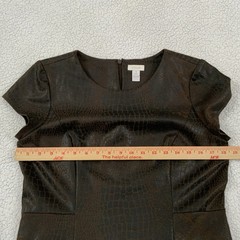 Chico’s Brown Black Snakeskin Crocodile Print Embossed Sheath Dress Size Medium