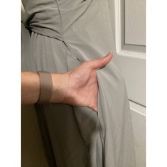 Halara NWOT Grey V-Neck Wrap Maxi Dress with Pockets Flutter Sleeve Tie Back XL