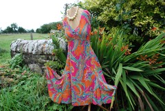 EAST 12/14 VIBRANT COLORED,ORANGE,HOT,PINK,CRINKLE,POLY,DRESS,WEDDING,CRUISE