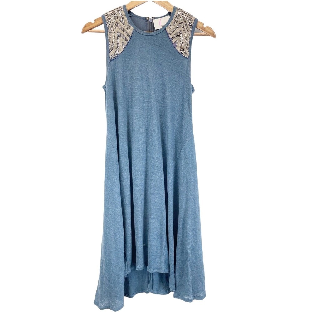 Fairy Grunge Beaded Linen Dress XS Indie Sleaze Angel Eclectic Artsy Free Spirit