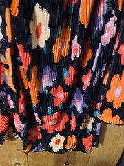 Black Flower Button Up Shirt Dress LARGE w/belt Hippie Flower Child