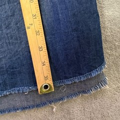 Womens Denim Chambray Shirt Dress L Blue Frayed Hem BOHO Western Tunic Casual