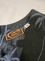 Tiki Palm Dress Womens Medium Black Floral Tropical Bird Parrots Midi Palm Trees