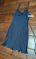 Aritzia Sunday’s Best Countess Wrap Dress Mini Ink Navy Ruffle V Neck Sz XS NWT