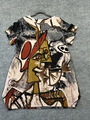 Vintage SYFS THC Abstract Art All Over Print Midi Dress Top Womens Size XL