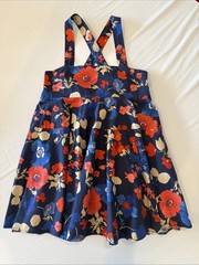 Peter Som Floral Mini Dress Sz 10 Blue Red Tie Back Babydoll Sundress Pockets EU