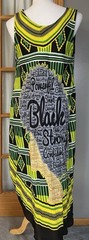 NF Graphic Shift Dress Women’s Free Size Black Yellow Rounded Hem Beach Resort