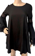 Meghan Los Angeles Black Bell Sleeve Lace Cut-Outs Women&rsquo;s Size Large EUC