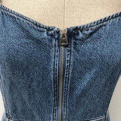 Gap Denim Midi Dress Womens Small Petite Blue Medium Wash Zip Front Fit N Flare