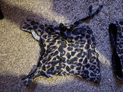SHEIN Size S Leopard Mesh Sheer Lined Midi Slip Dress Square Neck Bow Black
