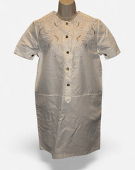 Coach 1941 White Floral Embroidered Dress Button Front Cotton Linen Sz 4