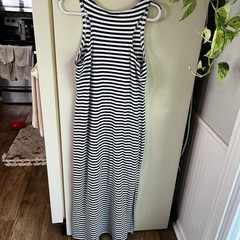 NWT-STS Sail To Sable Jetting to Jetties Navy Striped Maxi Tank Dress Sz Medium