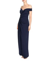 Eliza J Navy Blue Social Portrait Collar Laguna Crepe Gown Size 14 $218