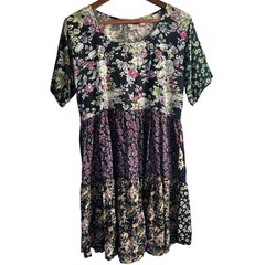 Dress To Kill Women’s One Size Fits All Tiered Patchwork Floral Baby doll Dress