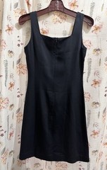 Azona Dark Blue Solid Sheath Dress Square Neck Sleeveless Zip Lined Knee 36