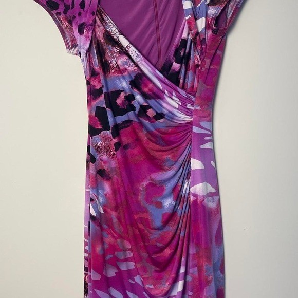 Cache&rsquo; Purple and pink multicolor abstract print mini dress 6