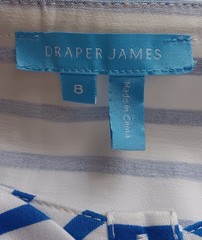Draper James Sea Blue & White Sailor Striped Ruffled Shift Dress Size 8 Nautical