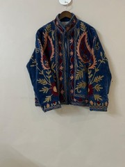 Handmade Velvet Jacket Robe, Reversible Cotton Boho Jacket, Indian Block Print