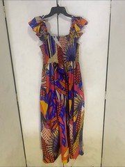 Live 4 Truth Vibrant Purple Orange Yellow Smocked Maxi Dress Large Artsy