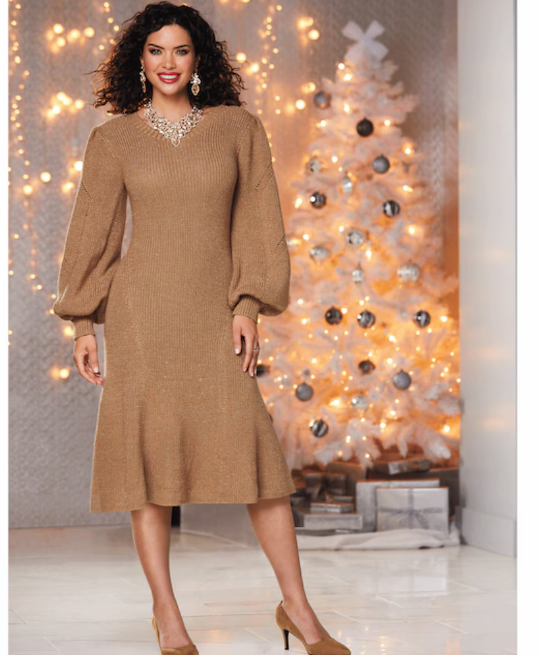 Size XL Midnight Velvet Coco Dinner Date Church Party Casey Sweater Dress