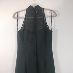 Y2K Long Black Dress with Mesh Halter (Made in USA!)