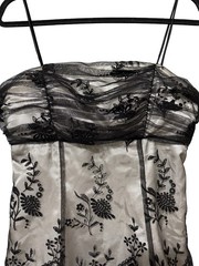 Morgan & Co Black Ivory Embroidered Tulle Fit Flare Party Dress 5/6 Lace Up