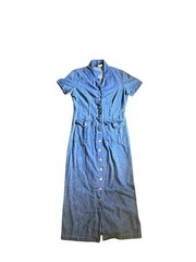 Facets by Mirrors Vintage Button-Down Denim Maxi Shirt Dress