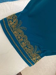 Blu Sage TOURQUOISE BLUE SLINKY POLY SPANDEX DRESS BEADED NWT SIZE M