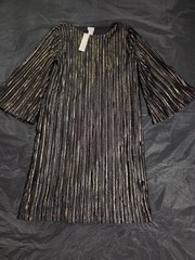 Chico’s Women’s Shine Striped Velvet Dress Gold Black Size 0(US 4-6) NWT