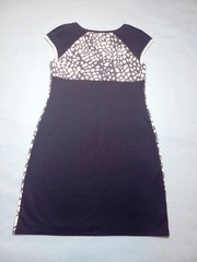 Viccio, Barcelona stretchy dress, fit size 12-14, navy blue + white