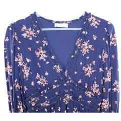 Altar&rsquo;d State Navy Blue Floral Ruffle Mini Dress ASWD-233-049 XS