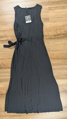 Womens Simply Vera Black Cinched Split Sides Hem Maxi Dress Ribbon Tie Belt Sz S