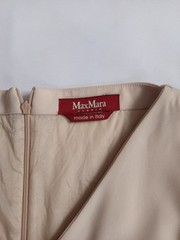 Max Mara Studio Beige Sleeveless Sheath Dress V-Neck Made in Italy Size S IT 40