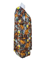 Anthony Richards VTG Peaches & Fallen Leaves Mumu Patio Dress Brown NWOT Women&rsquo;s
