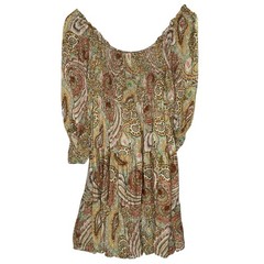 Sofia Made in Italy Sofia Smock Neckline Tiered Dress Multicolor Earth Tone Boho